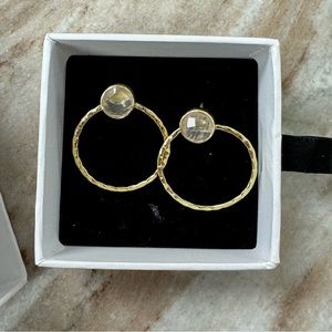 Bits & Bobs Gold Circular Earrings w/ Clear Stone